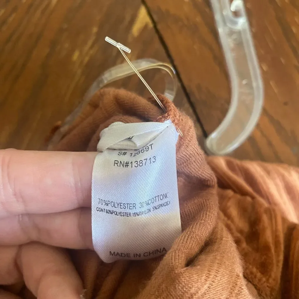 Doe & Rae Corduroy Wide Leg Pants Drawstring Copper - Picture 5 of 10